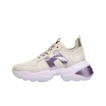 HOGAN Interaction Casual Shoes Women's Low Top Ivory Purple Gold