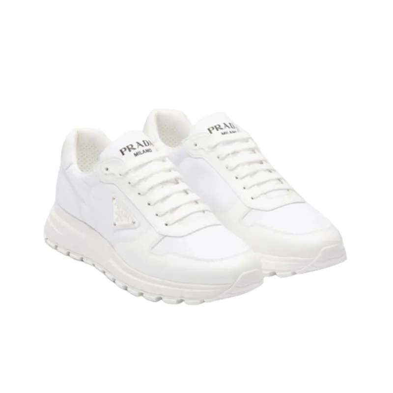 PRADA Prax 01 Sneakers Re Nylon Brushed Leather White White-2