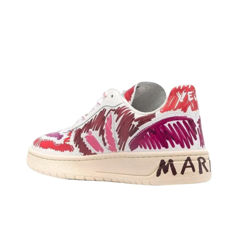 VEJA x MARNI V 10 Low Top Stylish Skateboarding Shoes Men's Red-4