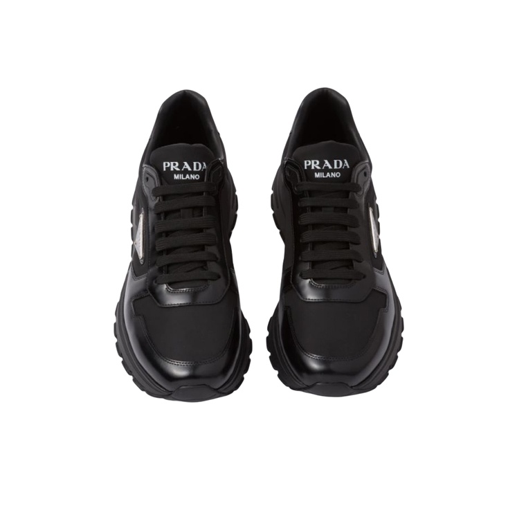 送料無料★PRADA Prax 01 スニーカー PRADA Prax 01 Sneakers Re-Nylon Brushed Leather Black Black