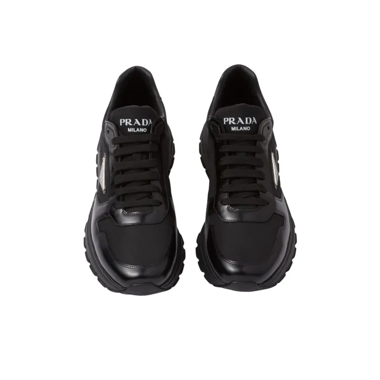 PRADA Prax 01 Sneakers Re Nylon Brushed Leather Black Black-4