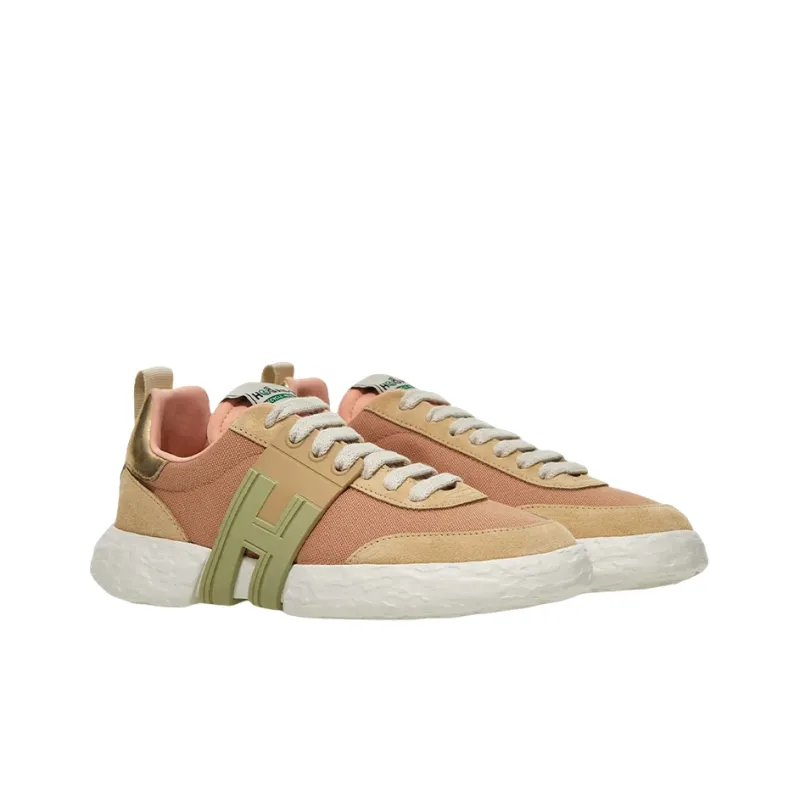 HOGAN 3R Shock Absorbers Slip Resistant, Abrasion Resistant, Lightweight Low Top Casual Shoes Women's Pink Beige-1
