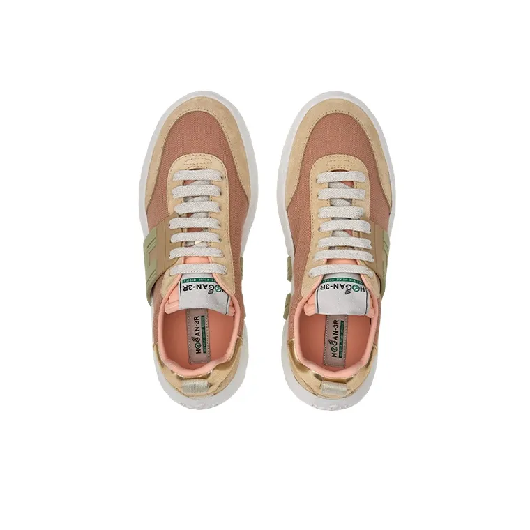 HOGAN 3R Shock Absorbers Slip Resistant, Abrasion Resistant, Lightweight Low Top Casual Shoes Women's Pink Beige-2