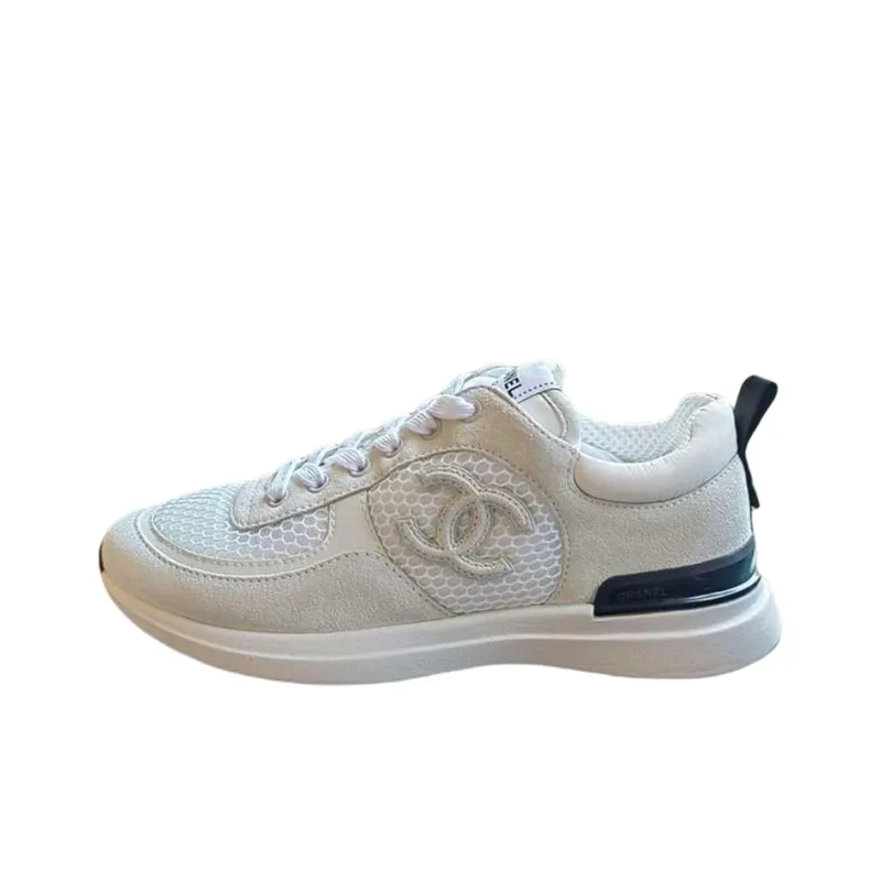 CHANEL Logo Sneaker White Black Women's-0