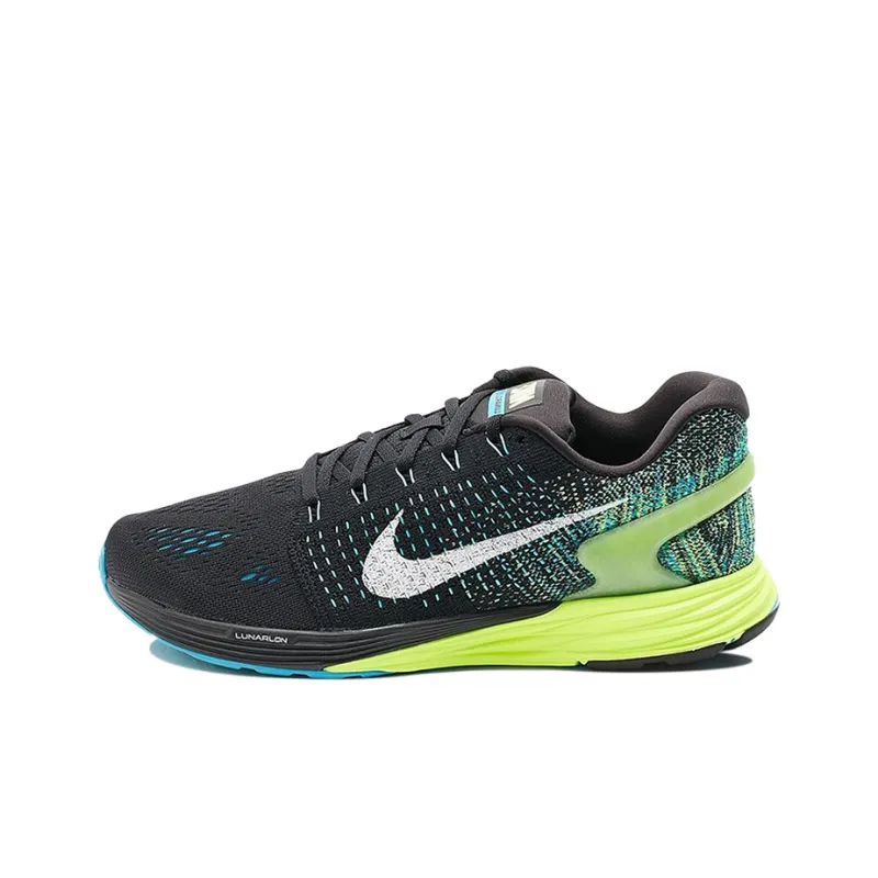 Nike LunarGlide 7 Cushioning Anti-Slip And Wear-Resistant Low-Top Running Shoes Men's Black Green-0