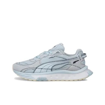 PUMA Wild Rider Embroidered Cushioned Anti-Slip And Wear-Resistant Lightweight Low-Top Casual Shoes Unisex Ice Blue