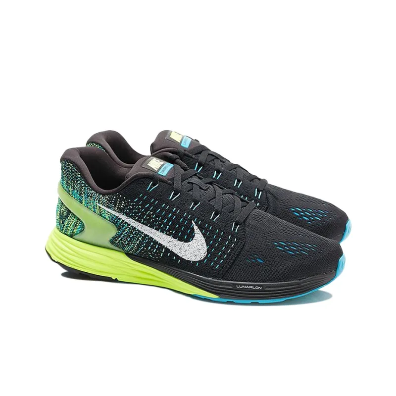 Nike LunarGlide 7 Cushioning Anti-Slip And Wear-Resistant Low-Top Running Shoes Men's Black Green-2