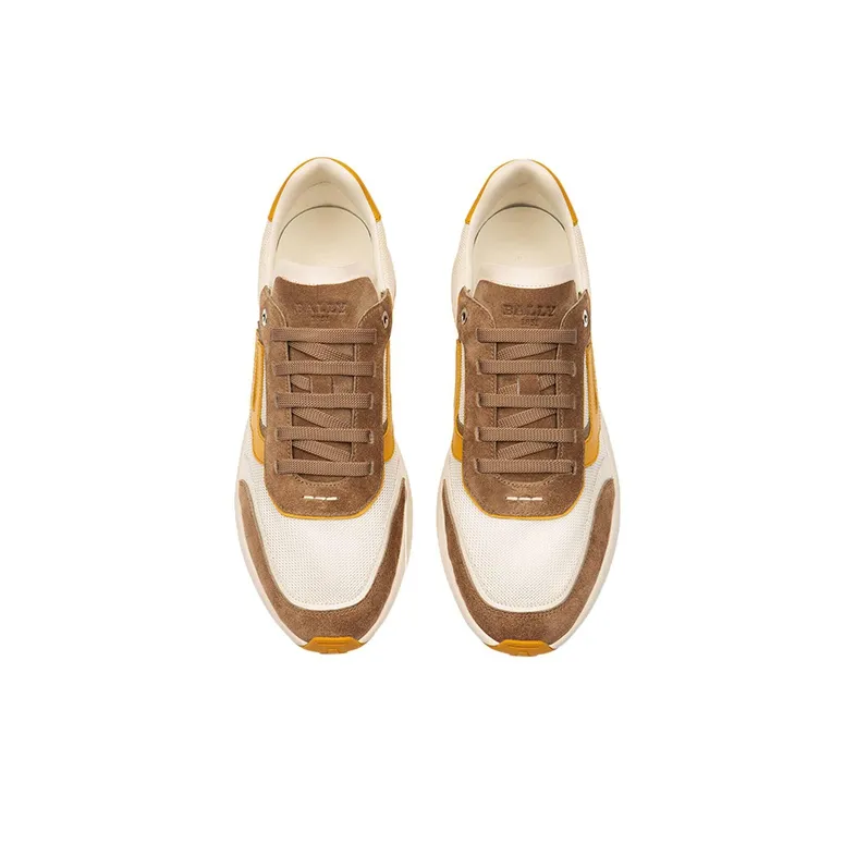 BALLY Demmy Casual Shoes Men Low-Top White/Yellow/Brown-2