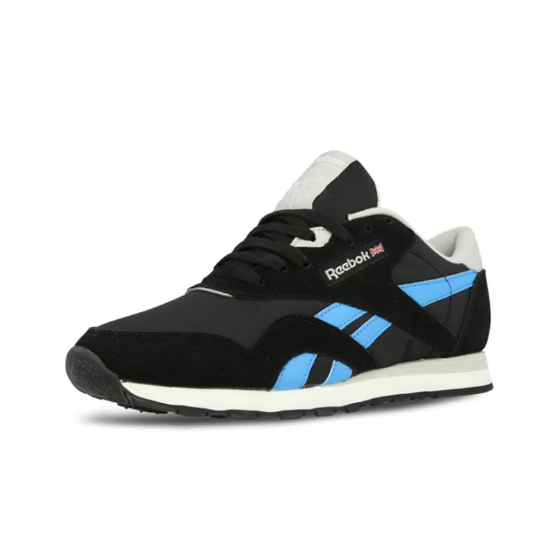 Reebok Classic Nylon Running Shoes Men Low-Top Black/Blue-2