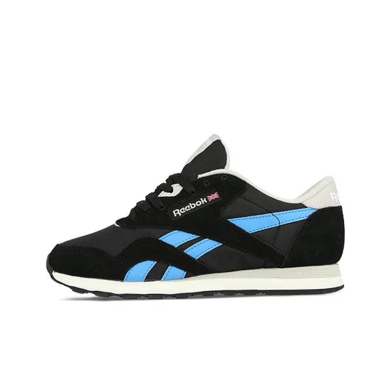 Reebok Classic Nylon Running Shoes Men Low-Top Black/Blue-0