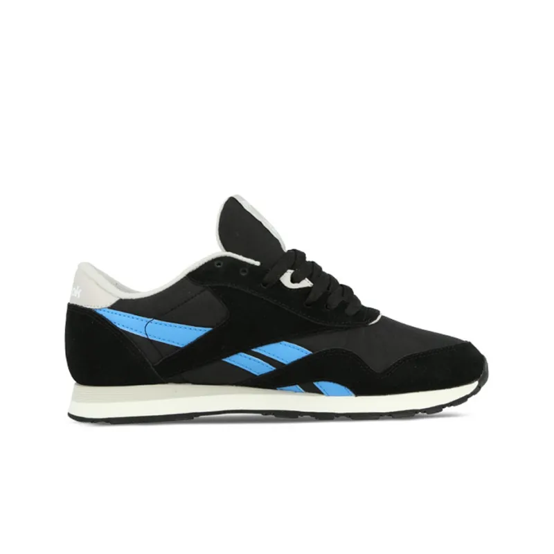 Reebok Classic Nylon Running Shoes Men Low-Top Black/Blue-1