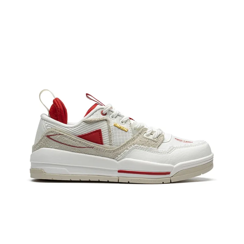 XTEP Donglaiye Wear-Resistant Low-Top Skateboard Shoes Women's White-1