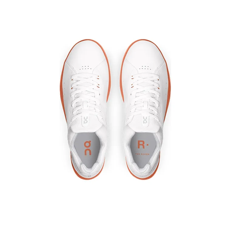 On THE ROGER Slip Resistant, Abrasion Resistant, Lightweight Low Top Skateboard Shoes Men's White Burnt Orange-3