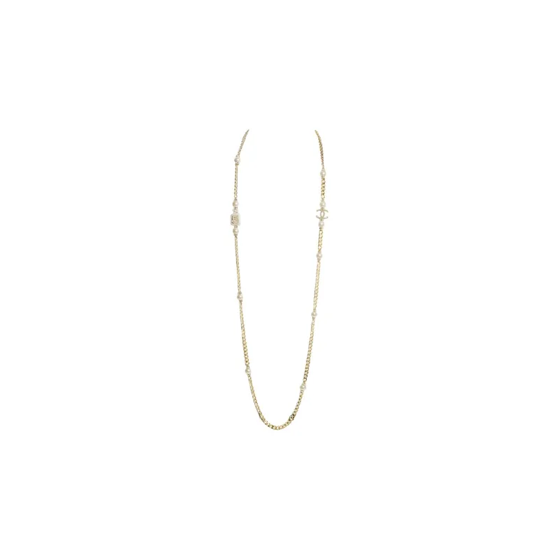 CHANEL Necklaces Women's Gold/Pearl White-0