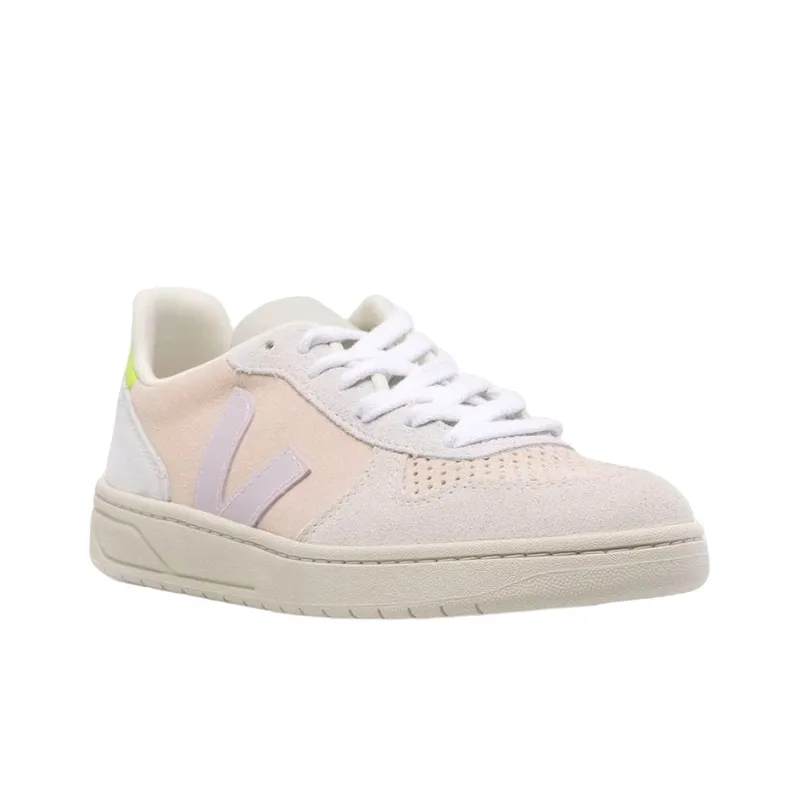 VEJA V 10 Low Top Sneakers 'Beige Light Purple Neon Yellow' Women's-2