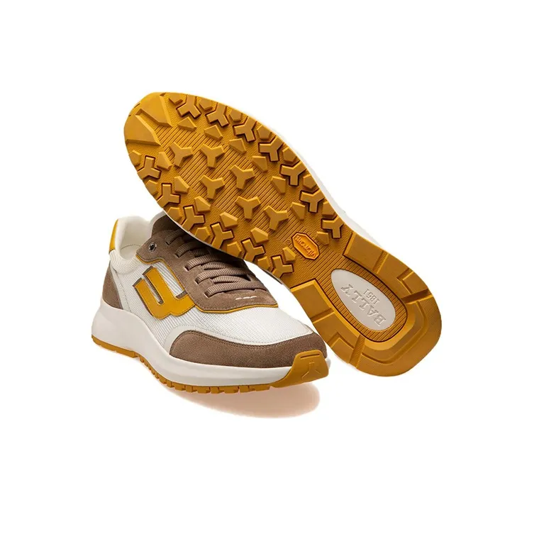 BALLY Demmy Casual Shoes Men Low-Top White/Yellow/Brown-4