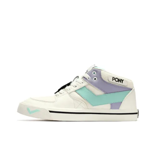 PONY Atop Cushioning Wear Resistant Low Top Skateboard Shoes Women's White Blue Purple