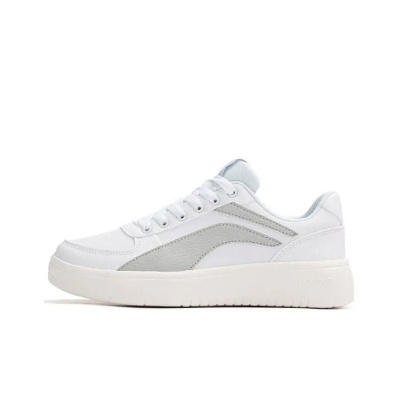 LiNing Anti Slip Wear Resistant Low Top Skateboard Shoes Men's White Gray-0