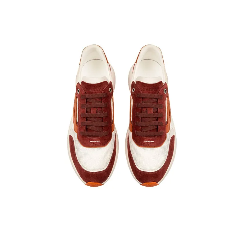 BALLY Demmy Cushioned Slip Resistant Abrasion Resistant Breathable Low Top Casual Shoes Men's White Red Orange-2