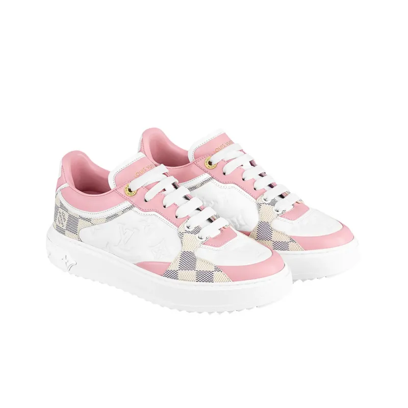 LOUIS VUITTON Time Out Sneakers 'White With Plaid And Logo Monogram' Women's-2