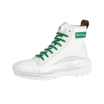 LOUIS VUITTON Square Suede Ankle Boots 'White Green' Women's