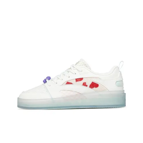 ANTA Skateboard Shoes Women's Low-Top Ivory White/Classic Red/Ice Pink Blue