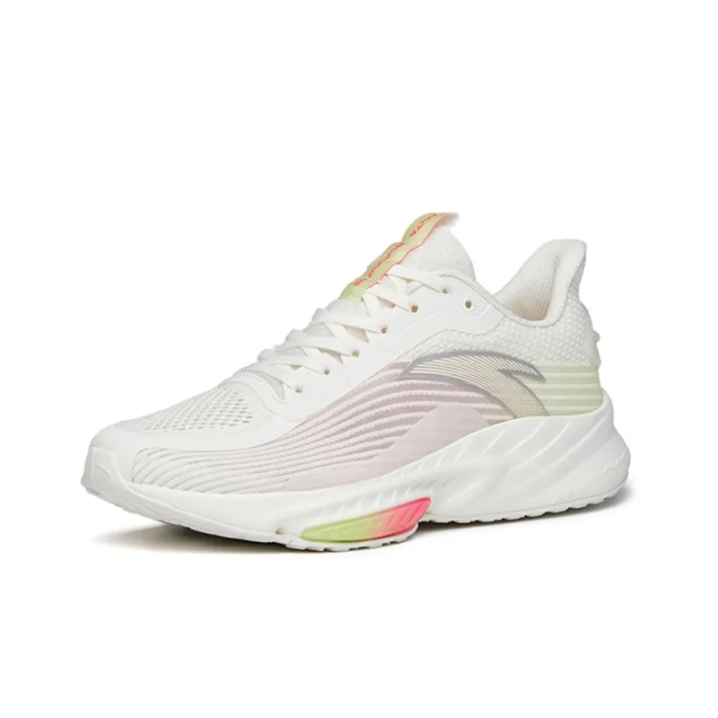 Anta Abrasion Resistant Slip Resistant Low Top Running Shoes Women's White Pink Green-1
