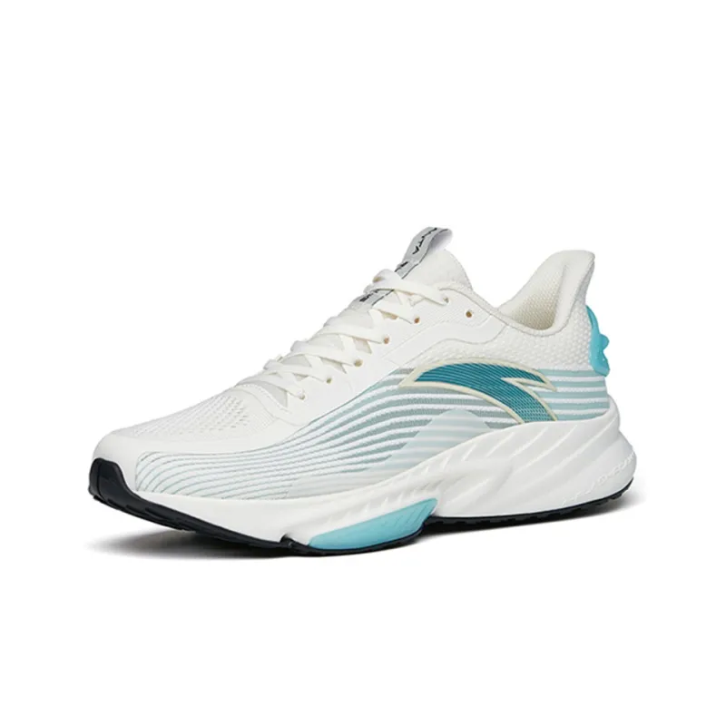 Anta Cushioned Slip-Resistant Abrasion-Resistant Breathable Low-Top Running Shoes Men's White Blue-1