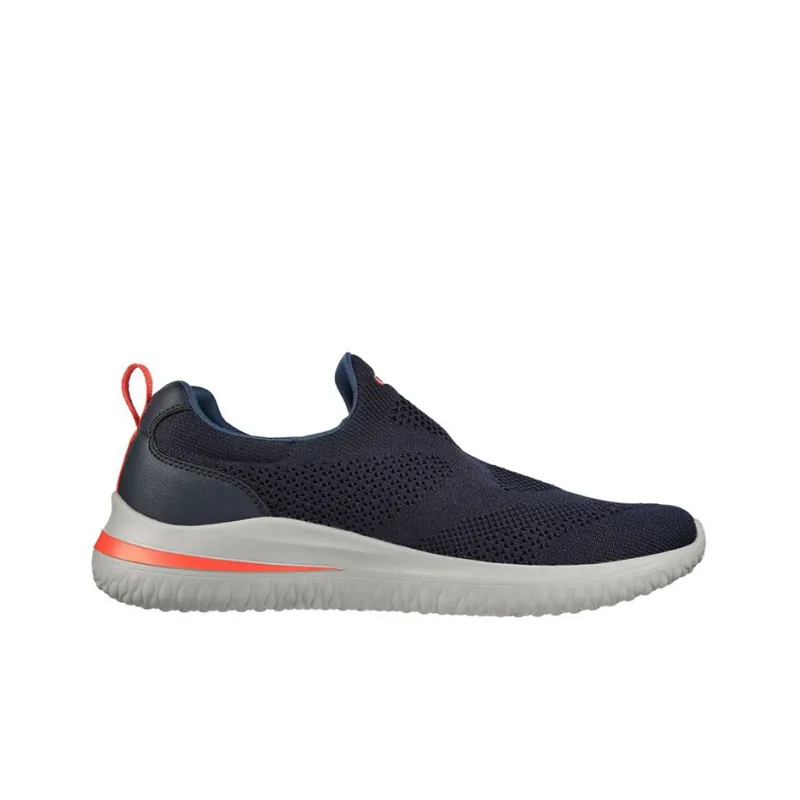 Skechers Delson 3.0 Cushioning Anti Slip Wear Resistant Breathability Mid Top Casual Shoes Men's Navy-1