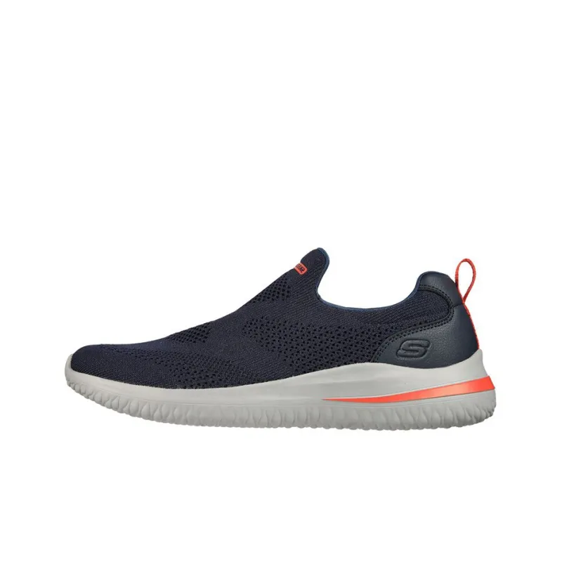 Skechers Delson 3.0 Cushioning Anti Slip Wear Resistant Breathability Mid Top Casual Shoes Men's Navy-0
