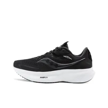 Saucony Ride 15 Cushioned Anti Slip Wear Resistant Breathable Lightweight Low Top Running Shoes Women's Black White