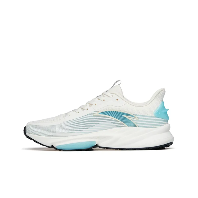 Anta Cushioned Slip-Resistant Abrasion-Resistant Breathable Low-Top Running Shoes Men's White Blue-0