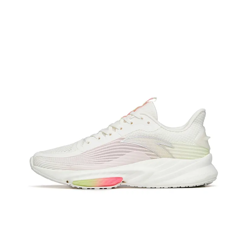 Anta Abrasion Resistant Slip Resistant Low Top Running Shoes Women's White Pink Green-0