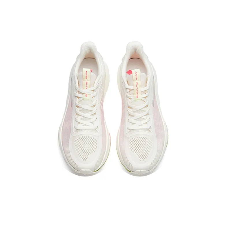 Anta Abrasion Resistant Slip Resistant Low Top Running Shoes Women's White Pink Green-2