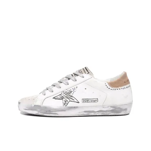 Golden Goose Super-Star Distressted Marker White Black Women's