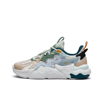 Erke Xun Wu Yandang Qu Lightweight Low Top Sports Casual Shoes Men's White Green