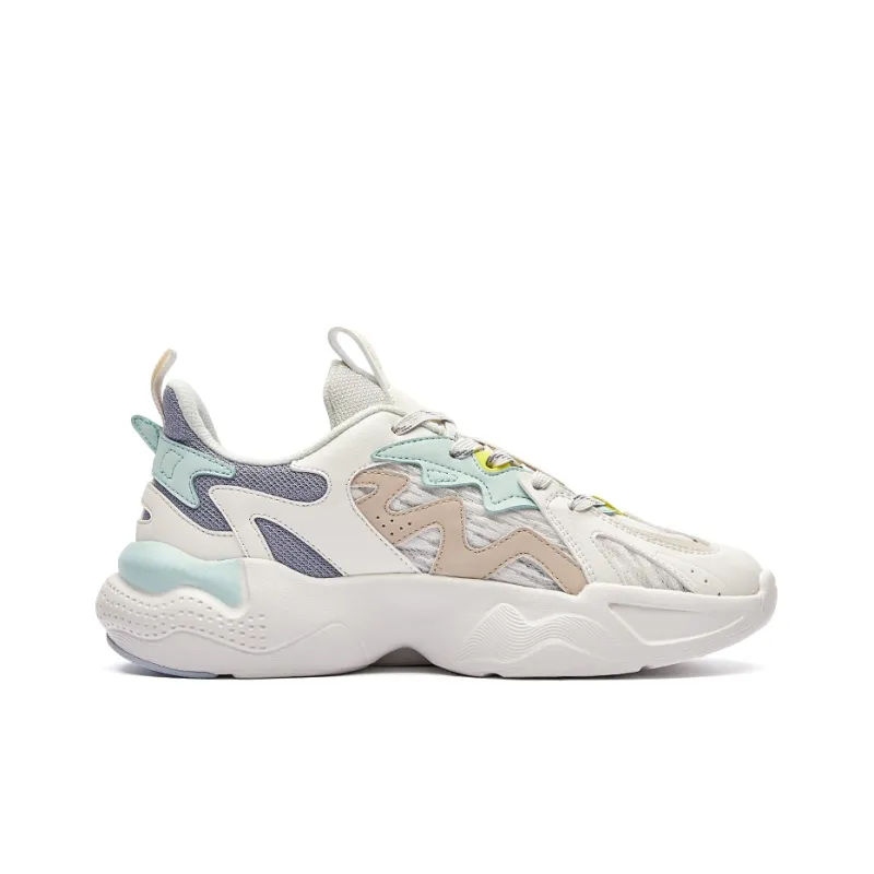 Erke Xun Wu Yandang Qu Lightweight Low Top Sports Casual Shoes Women's White Purple-1