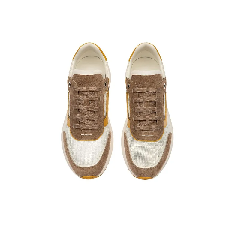 BALLY Demmy Cushioning Anti-Slip Wear-Resistant Breathability Low-Top Casual Shoes Women's White Yellow Umber-2