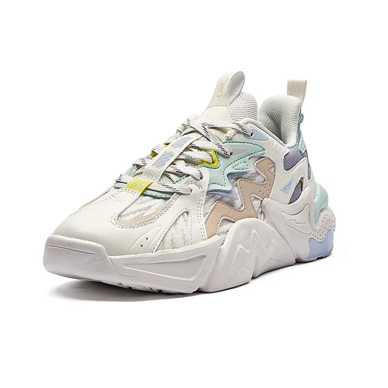 Erke Xun Wu Yandang Qu Lightweight Low Top Sports Casual Shoes Women's White Purple-2