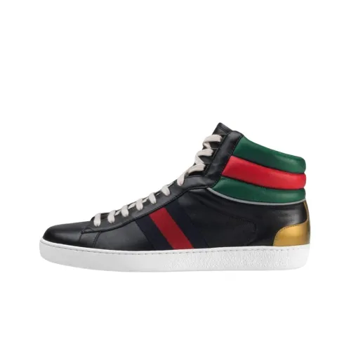 GUCCI ACE Skateboard Shoes Men High-Top Black Blue Red