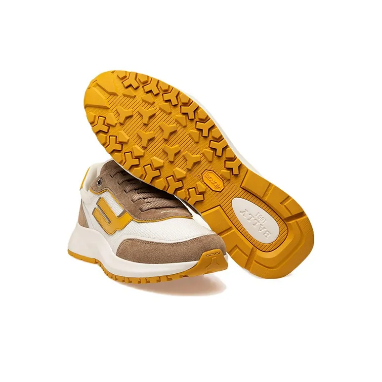 BALLY Demmy Cushioning Anti-Slip Wear-Resistant Breathability Low-Top Casual Shoes Women's White Yellow Umber-4