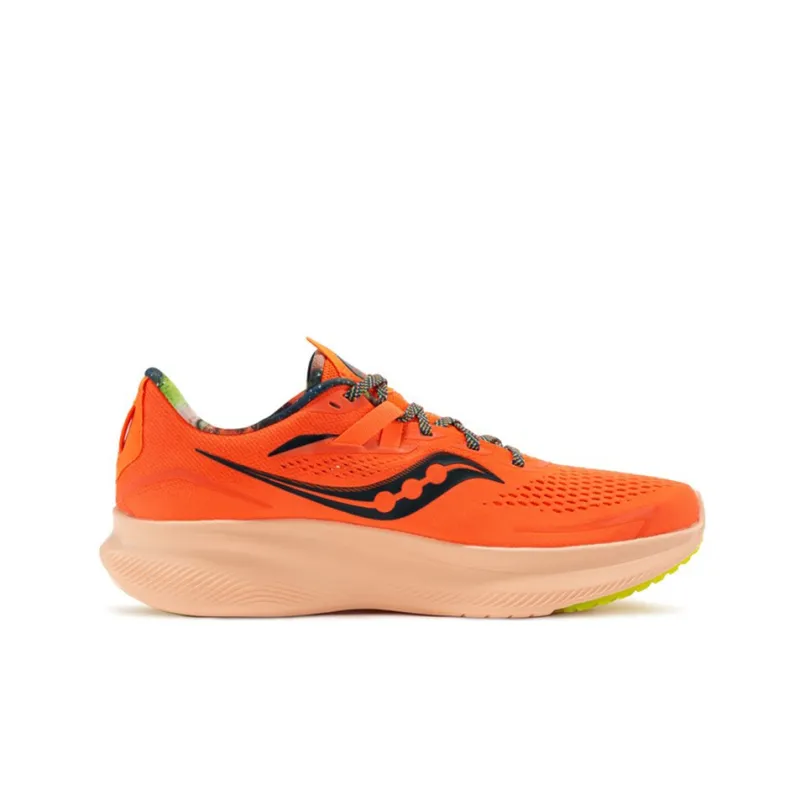 Saucony Ride 15 Cushioned Anti Slip And Wear Resistant Lightweight Low Top Training Running Shoes Men's Orange Red-1