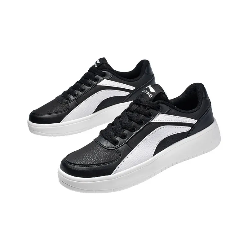 LiNing Anti Slip Wear Resistant Low Top Skateboard Shoes Men's Black White-2