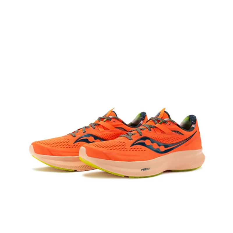 Saucony Ride 15 Cushioned Anti Slip And Wear Resistant Lightweight Low Top Training Running Shoes Men's Orange Red-2