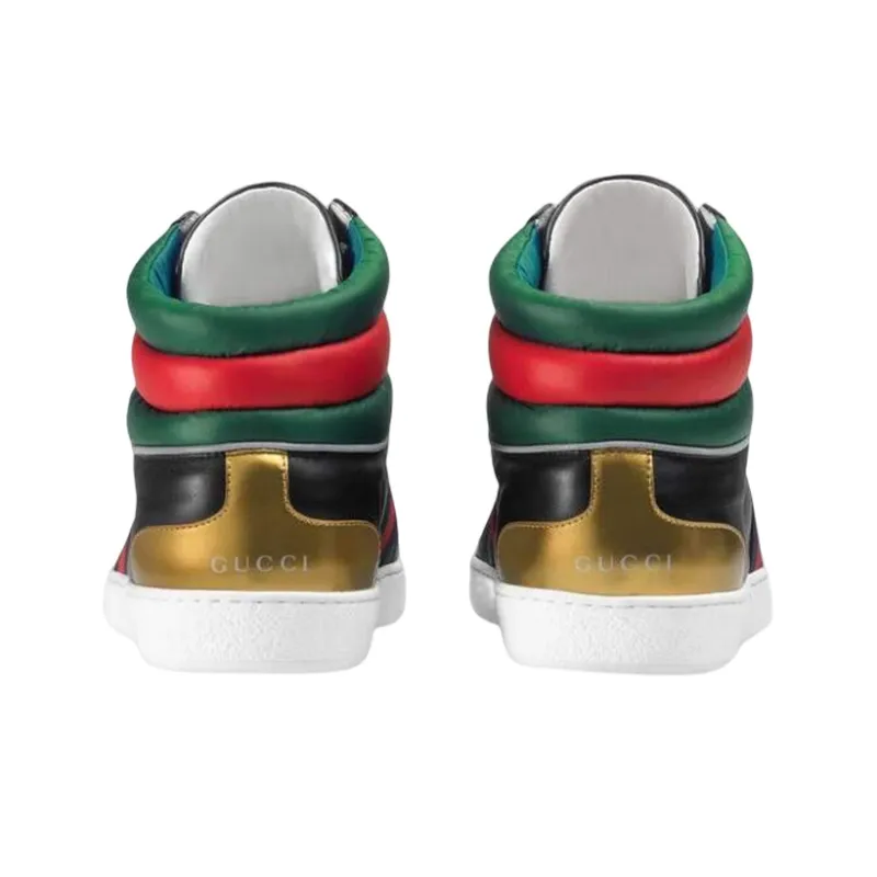 GUCCI ACE High Top Stylish Skateboarding Shoes Men's Black Blue Red-3