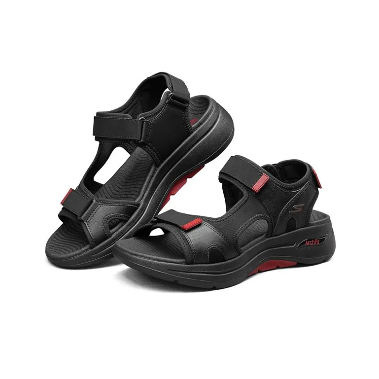 Skechers Go Walk Arch Fit Sandal Beach Sandals Men's Black Red-2