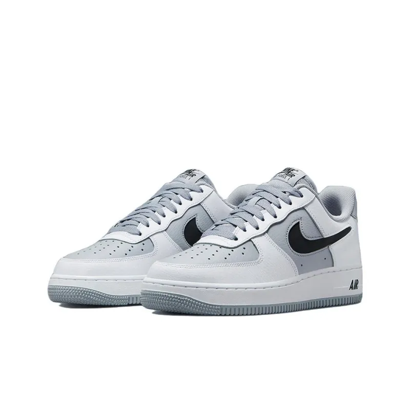 Nike Air Force 1 Low Cut Out White Grey Black Swoosh-2