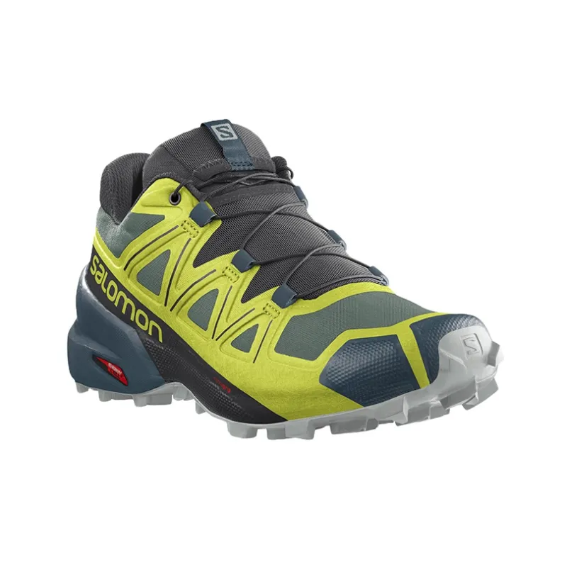 SALOMON Speedcross 5 Abrasion Resistant Low Top Trail Running Running Shoes Men's Black Yellow-1