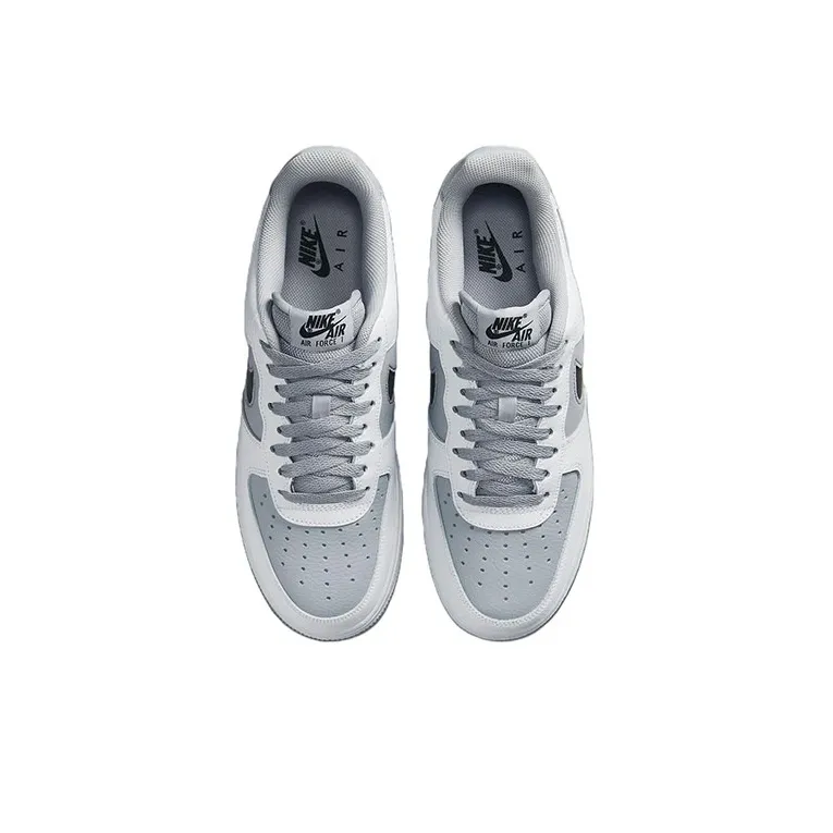 Nike Air Force 1 Low Cut Out White Grey Black Swoosh-3
