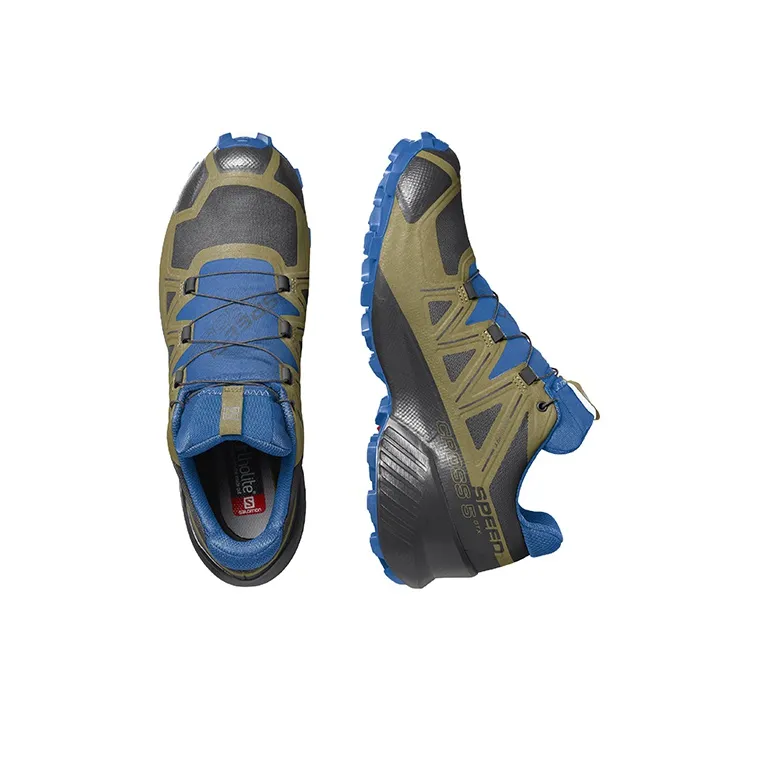 SALOMON Speedcross 5 Durable Breathable Low-Top Trail Running Running Shoes Men's Blue Green-2